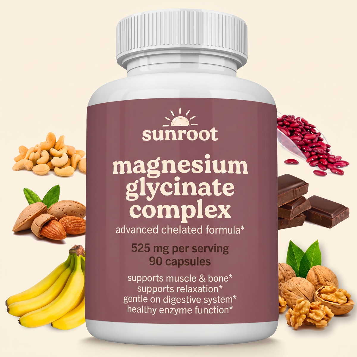 Magnesium Glycinate — 525mg Gentle Calm & Sleep